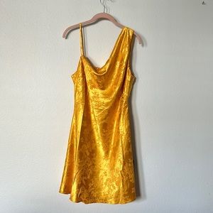 lulus yellow silk cocktail dress